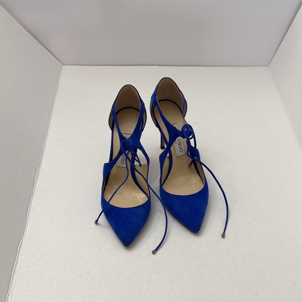 Jimmy Choo Cobalt Blue Suede Lace-Up Pumps